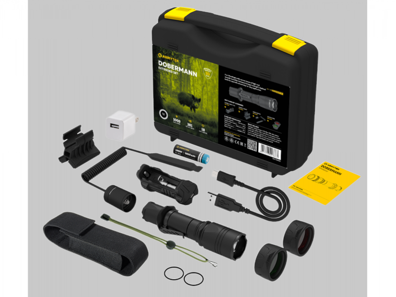 фото Тактический фонарь Armytek DOBERMANN EXTENDED SET Белый свет F02005C