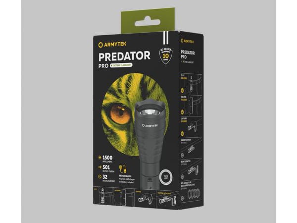 фото Тактический фонарь Armytek PREDATOR PRO MAGNET USB Белый свет F07301C