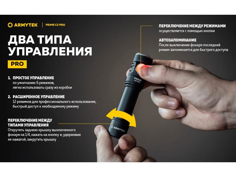 фото Фонарь Armytek PRIME C2 PRO MAGNET USB Теплый свет F08101W