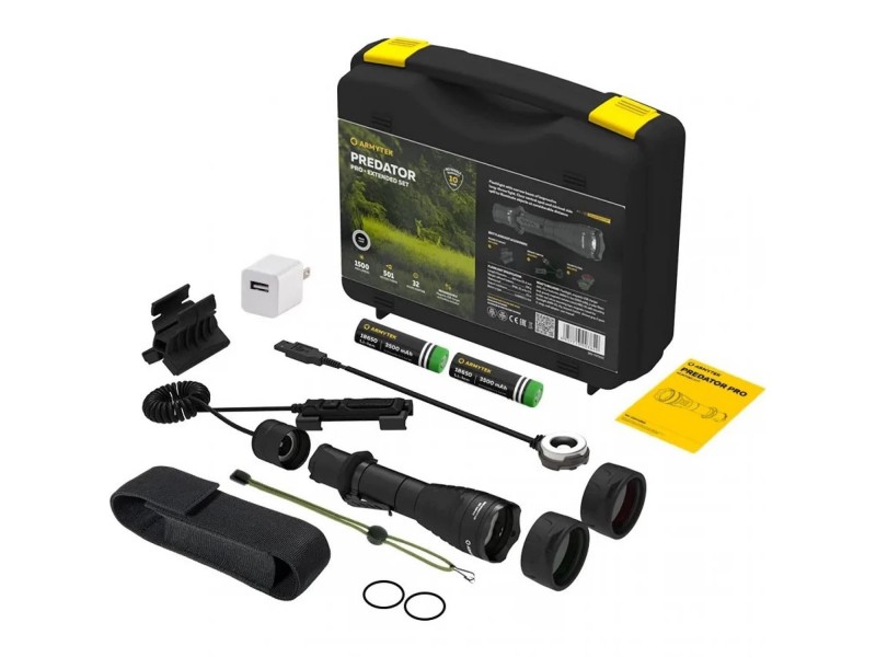 фото Тактический фонарь Armytek PREDATOR PRO MAGNET USB EXTENDED SET Белый свет F07302C