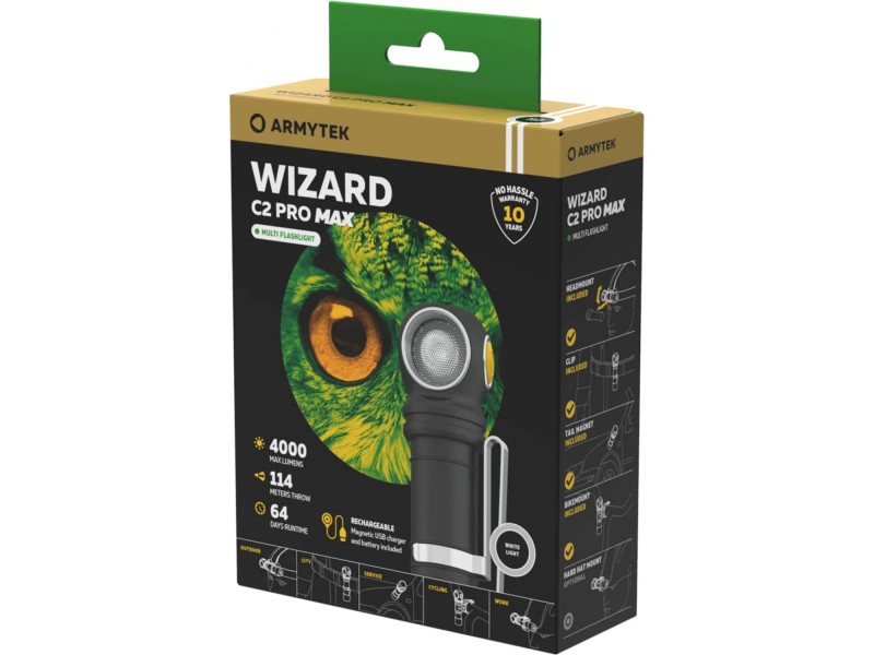 фото Фонарь Armytek Wizard C2 PRO MAX MAGNET USB Белый свет F06701C